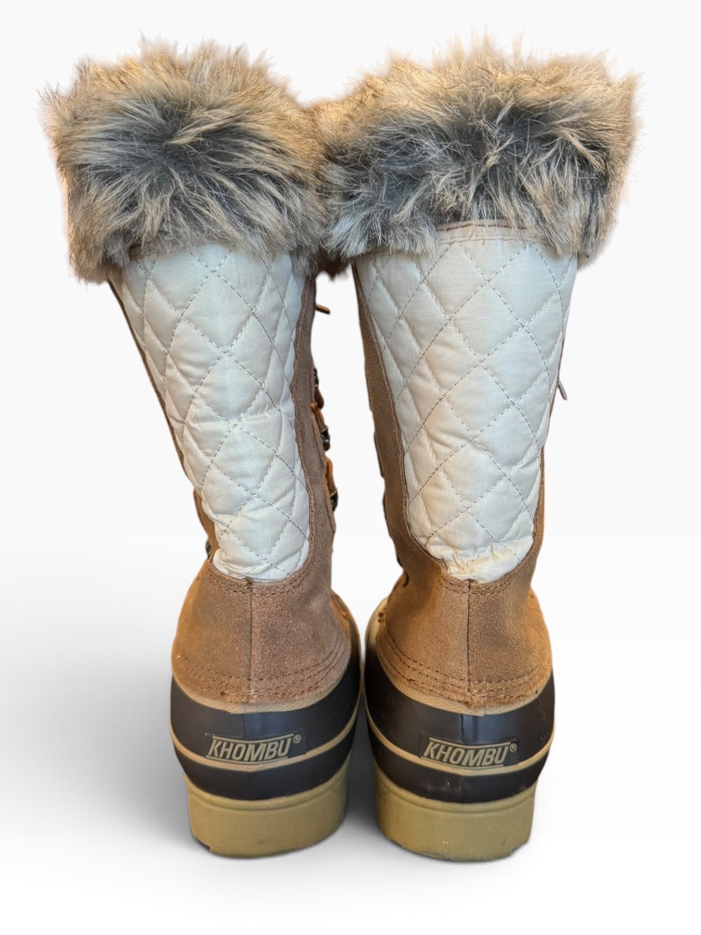 Khombu Faux-Fur Trim Quilted Lace-Up Winter Warm Boots size 7 - Picture 5 of 10
